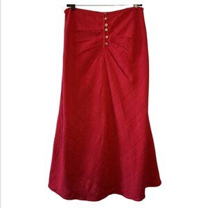 Free People “Samba Sunrise” Red Midi Skirt – Size Small – NWT